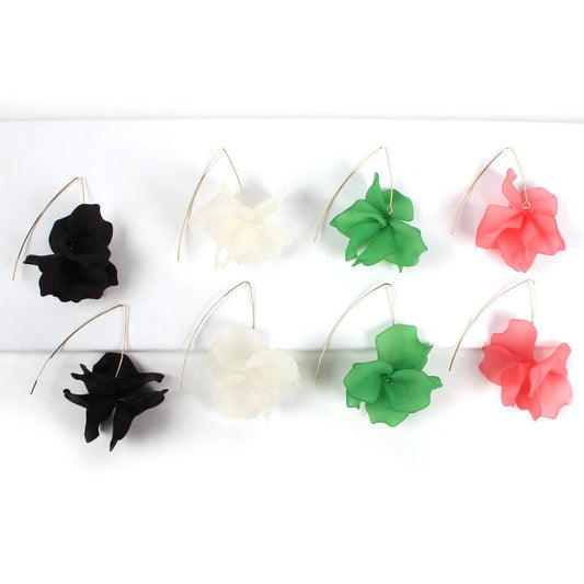 2E5618 Magnesium ZA Fashion Long Flower Earrings Exaggerated Temperament Versatile Resin Earrings