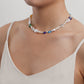 Jewelry Simple Single Layer Clavicle Chain Devil's Eye Necklace Retro Stitching Imitation Pearl Eye Necklace
