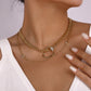N9161 TikTok inlaid glass diamond geometric chain necklace double layered love punk necklace