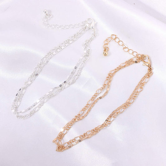 Summer foot jewelry temperament hollow simple chain hollow anklet two groups