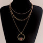 Jewelry Retro Contrast Color Personality Eye Geometric Necklace Ethnic Multi-layer Ring Pendant Necklace