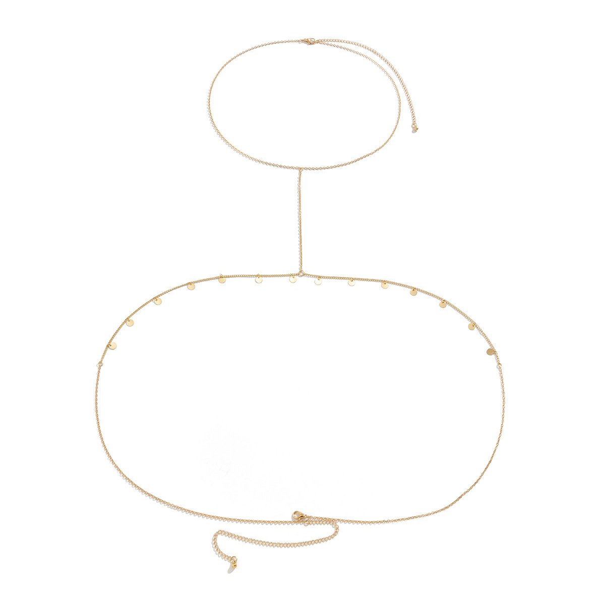 Jewelry Simple Necklace One Chain Sequin Tassel Clothes Chain Feminine Geometric Thin Chain Chest Chain