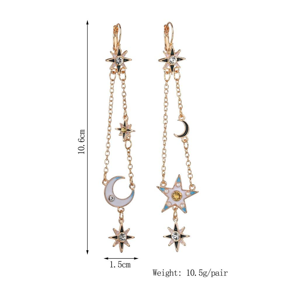 Fashion oil drop earrings women's long asymmetrical star moon earrings earrings