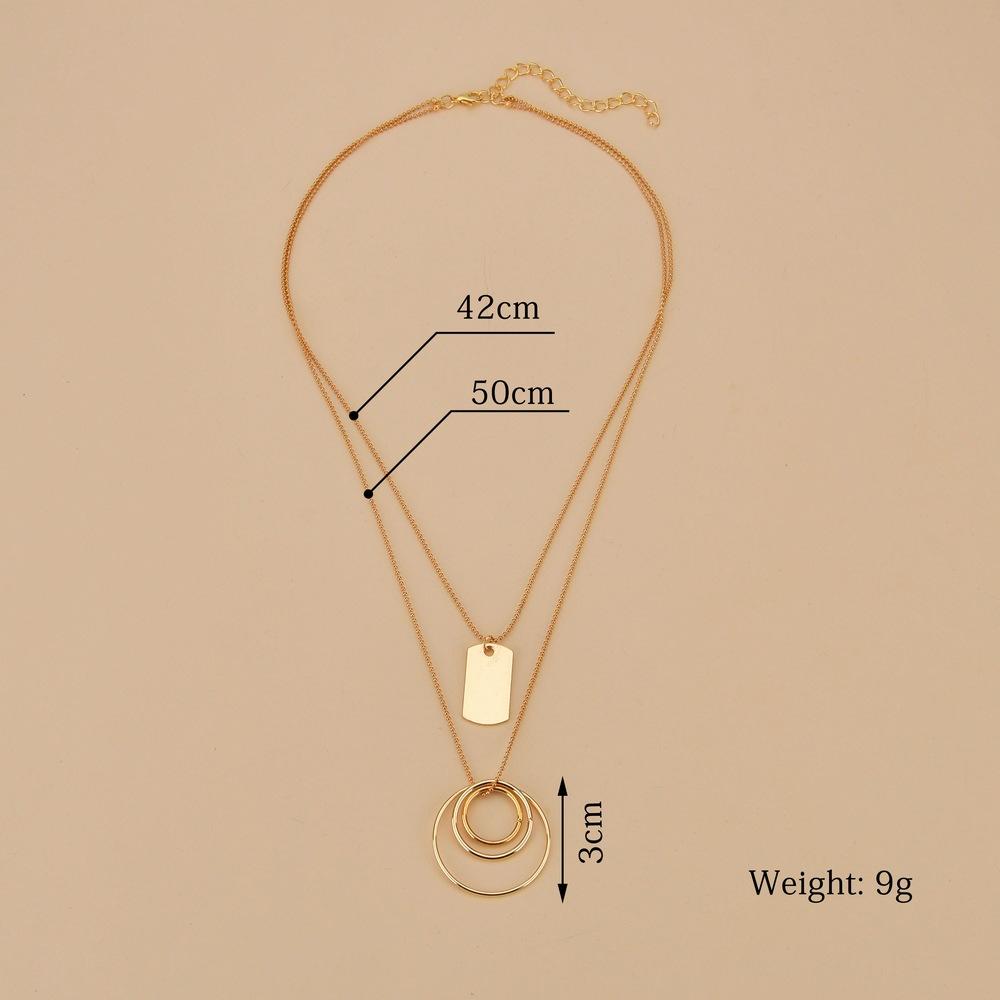 Fashion Simple Geometric Multilayer Round Hoop Pendant Necklace Ladies Accessories