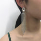 E9278 Jewelry Temperament Fashion Long Tassel Earrings Women's Light Luxury Inlaid Rhinestones Delicate Earrings