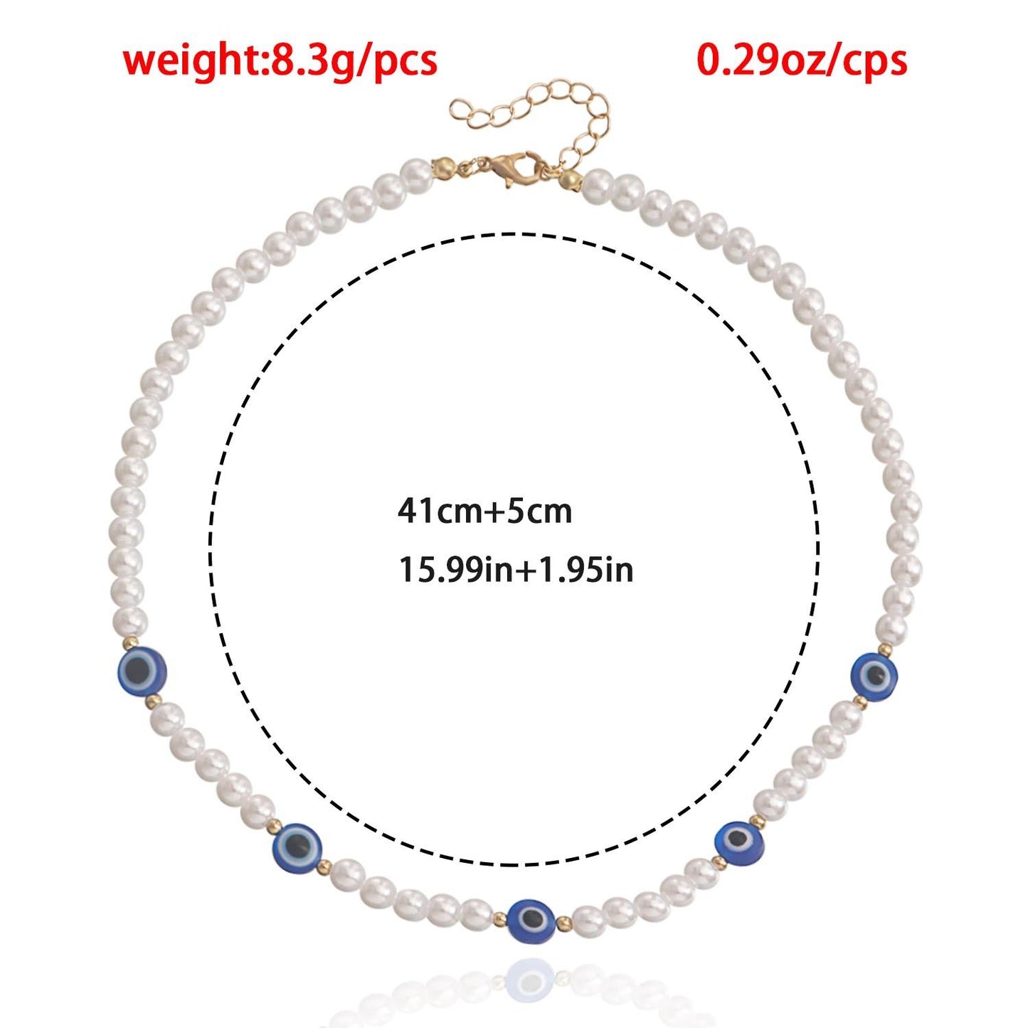 Jewelry Simple Acrylic Devil's Eye Stitching Clavicle Chain Retro Imitation Pearl Beaded Necklace