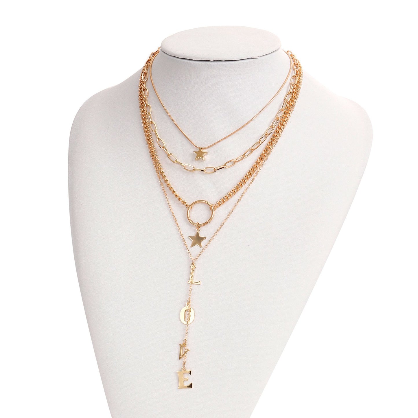 Jewelry trend multi-layer long tassel LOVE letter pendant necklace female sweater chain high-end sense