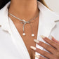 Jewelry Niche Design Bowknot Pearl Necklace Simple and Versatile Metal Snake Bone Chain Necklace