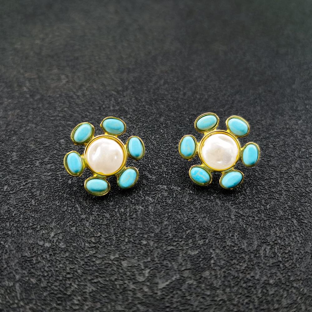 Jewelry fashion pearl turquoise earrings female minority design sense simple earrings jewelry