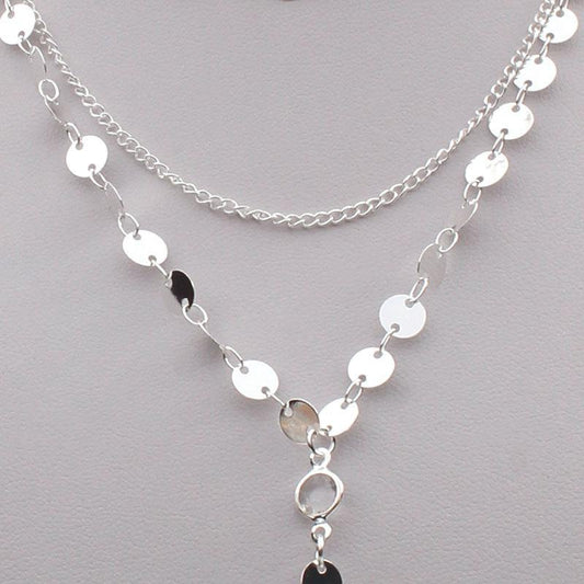 Jewelry Handmade Sequin Chain Necklace Disc Rhinestone Tassel Pendant Multilayer Clavicle Chain