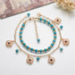 Fashion Vintage Two-piece Alloy Turquoise Bracelet Hollow Flower Pendant Jewelry