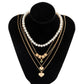 Jewelry Retro Versatile Drop Nectarine Heart Pendant Necklace Frosty Imitation Pearl Dice Necklace Female