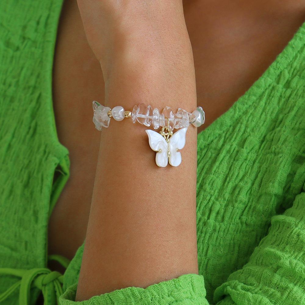 B1658 Jewelry Niche Stone Creative Butterfly Bracelet Fashion Design Simple Elastic Hand Jewelry