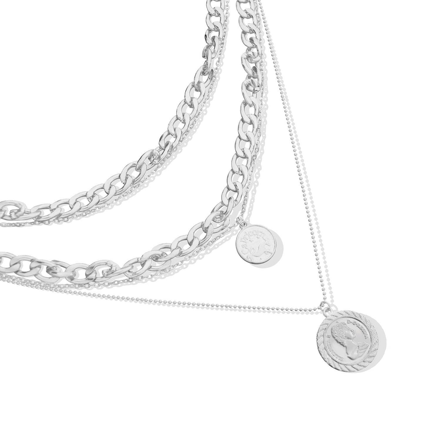 Jewelry aluminum alloy multi-layer round plate pendant necklace ladies fashion temperament handmade popular necklace