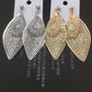 Hollow-out leaf earrings Imitation zircon water drop earrings women's earrings earrings popular accessories