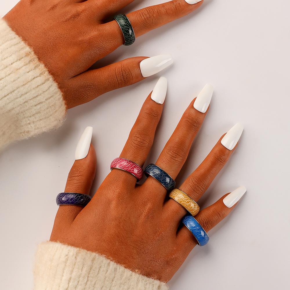 Fashion simple original design personality stainless steel resin luminous forest crack creative ring