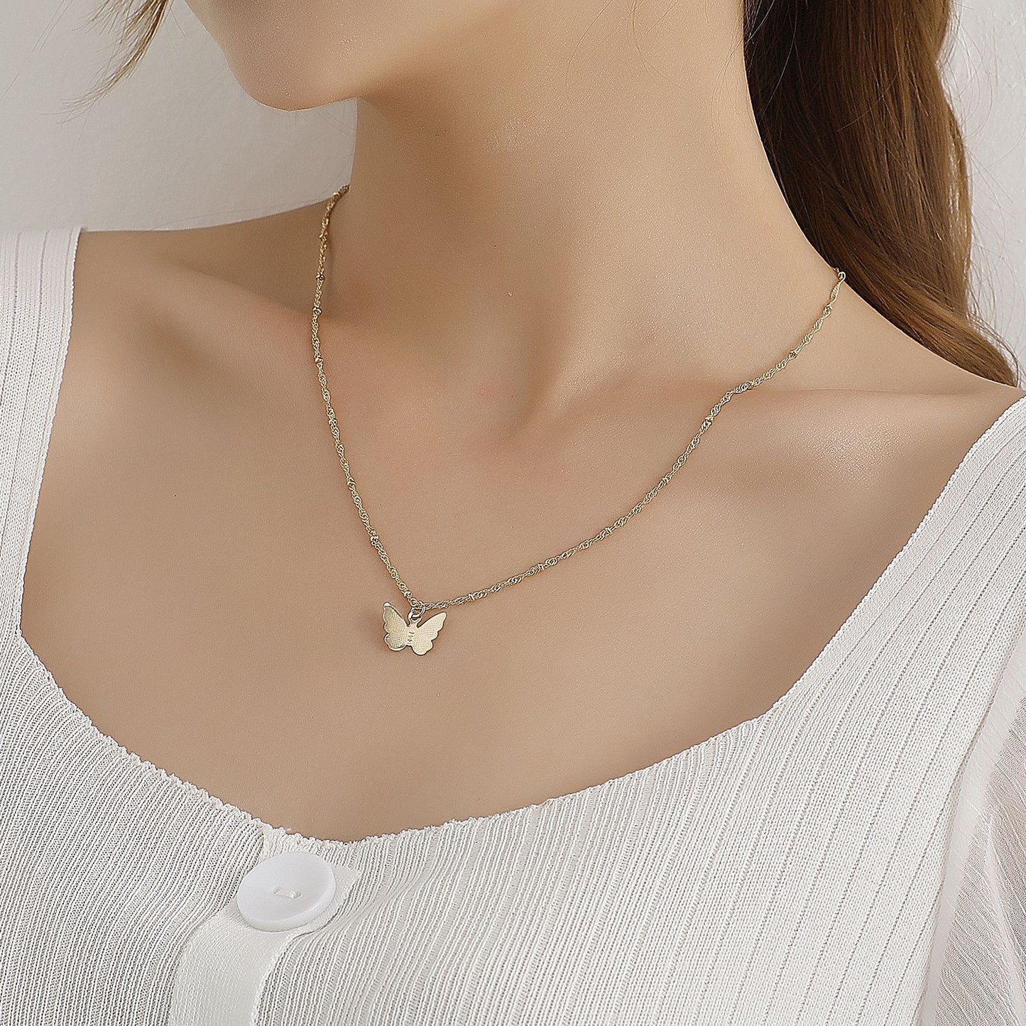 Jewelry Single Three-dimensional Butterfly Bead Chain Necklace Women's Fashion Simple Street Versatile Necklace