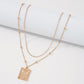 N9479 Fashion Simple Necklace Geometric Butterfly Square Pendant Necklace Metal Creative Double Layer Necklace
