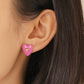 ins enamel drop oil inlaid love earrings fashion temperament niche design peach heart earrings simple earrings
