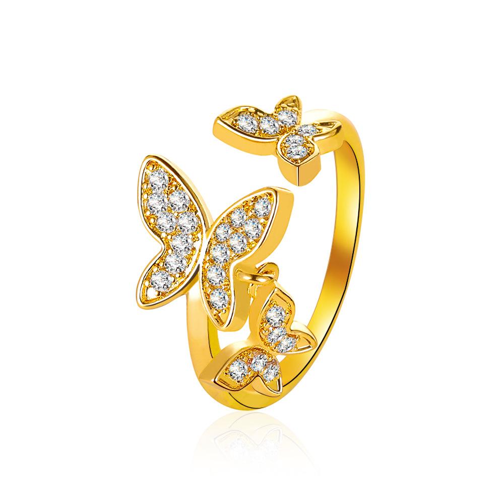 Beautiful Butterfly Ring Sweet Micro-inlaid Zircon Open Ring Exquisite Ladies Hand Jewelry Index Finger Ring