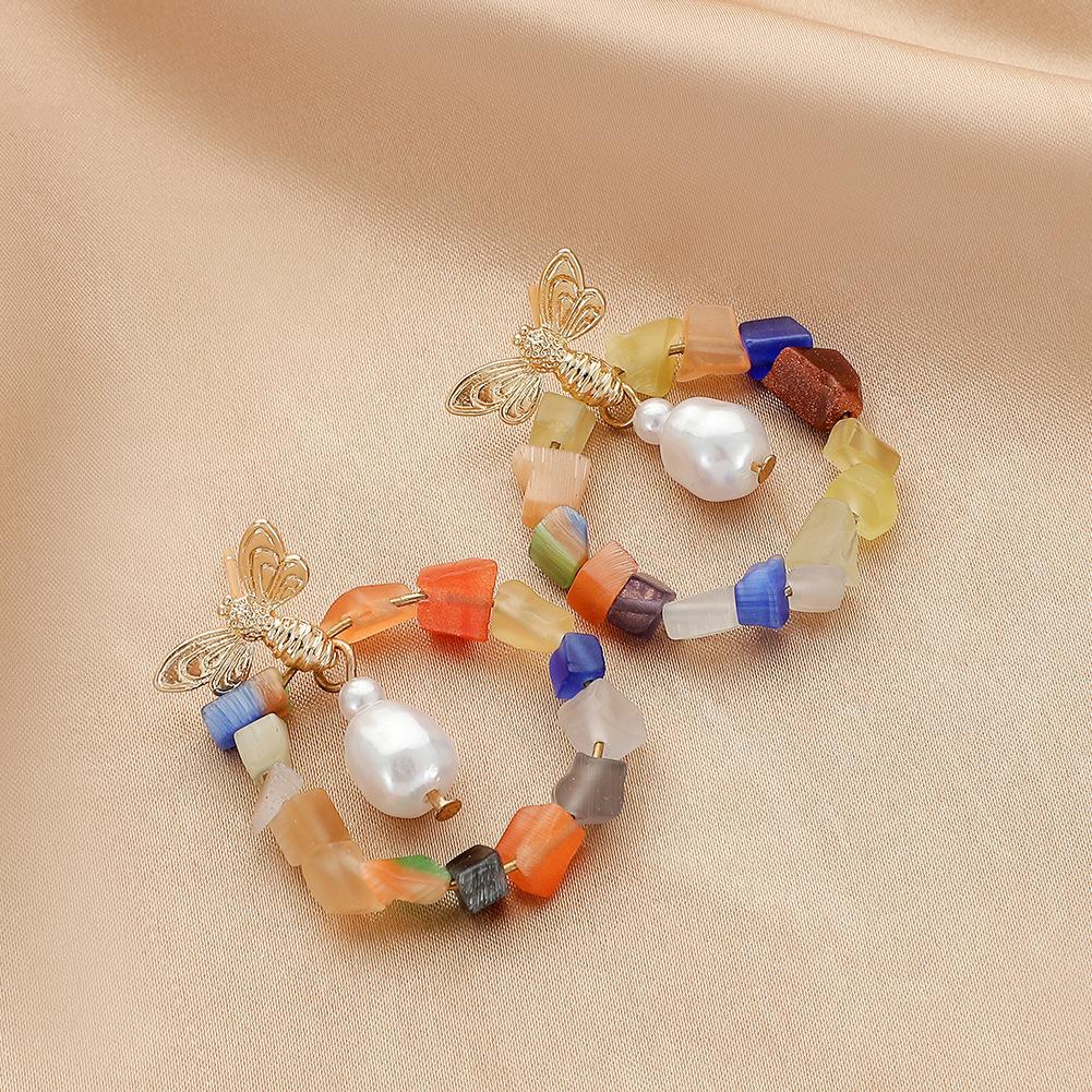 Fashion and simple gold bee color gravel accessories earrings ins personalized creative niche lady earrings