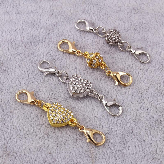 Gold spherical magnet buckle heart-shaped diamond magnetic buckle bracelet head lobster buckle diy jewelry magnetic buckle jewelry