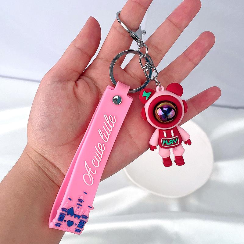Cute lightning bear key pendant couple bag pendant key chain ins cartoon doll soft pottery key chain