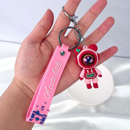 Cute lightning bear key pendant couple bag pendant key chain ins cartoon doll soft pottery key chain