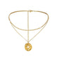 Double layer stainless steel retro coin pearl pendant necklace titanium steel sexy temperament elegant clavicle chain female