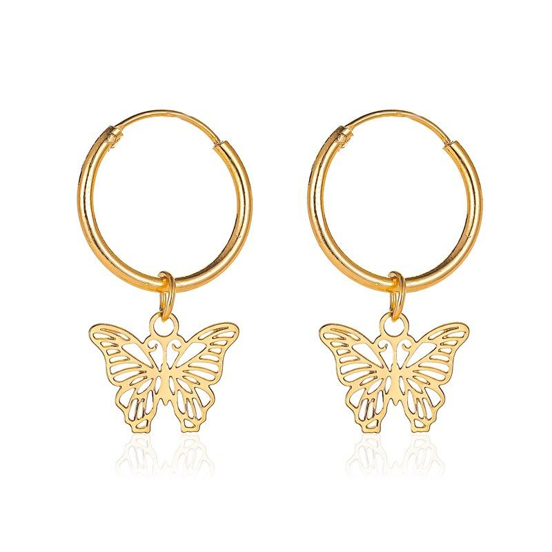 Earrings Frosty Simple Sweet Butterfly Earrings Female French Temperament Hollow Insect Earrings