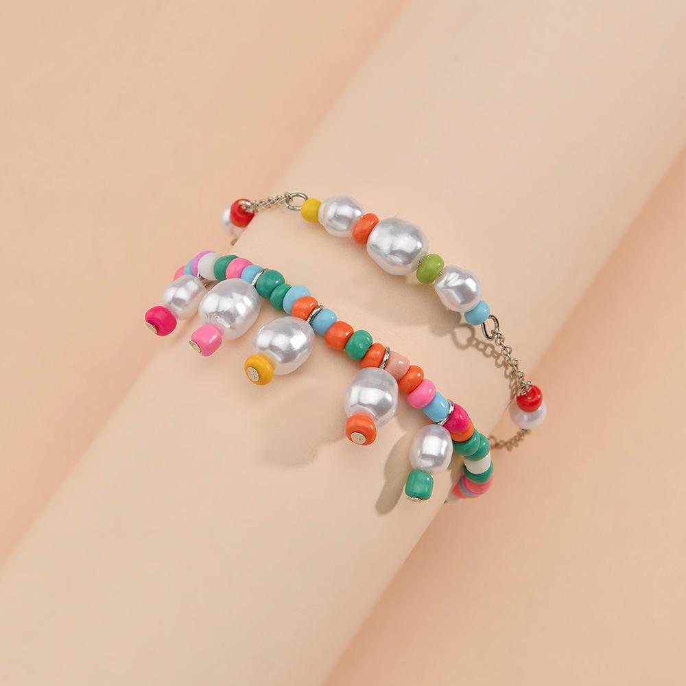 Fashion Shaped Pearl Bracelet Bohemian Ethnic Double Layer Rice Bead Bracelet Accessories