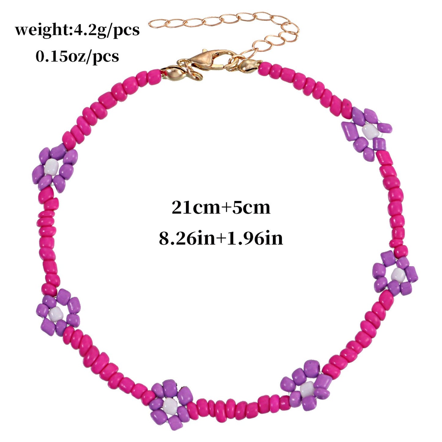 Jewelry color handmade rice beads flower anklet female personality fashion trend beach foot decoration set