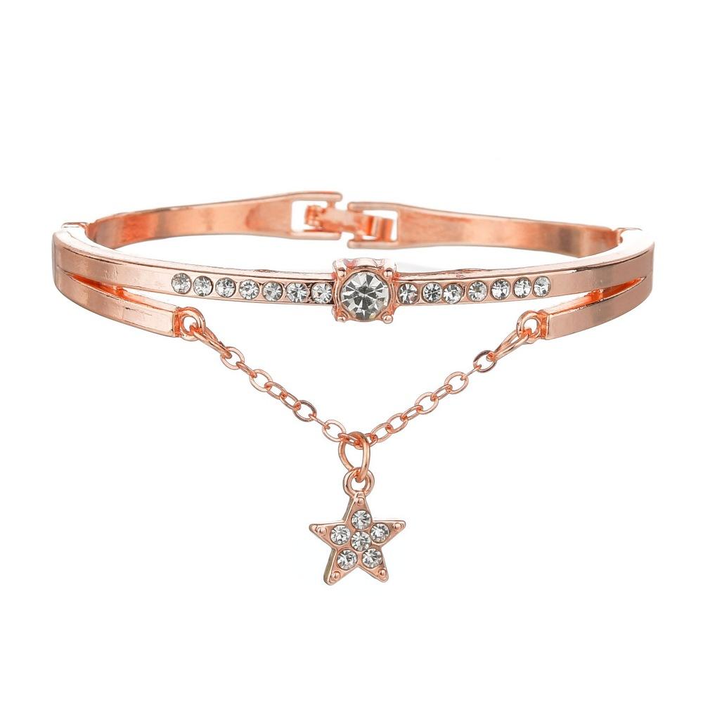 Bracelet rose gold five-pointed star diamond metal women's bracelet literary student bracelet jewelry
