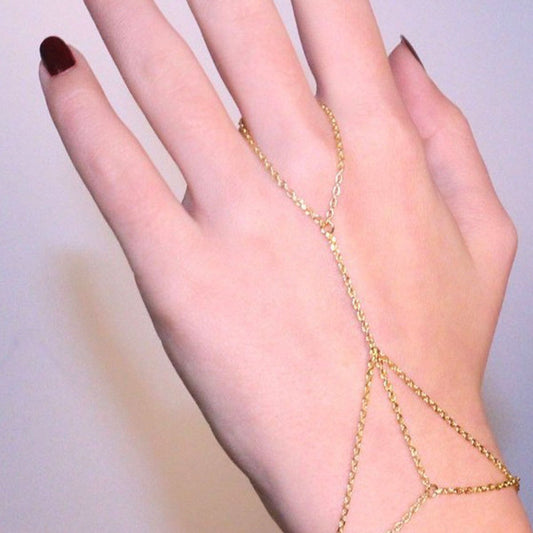 Jewelry street shooting with the same fashion personality tassel chain finger bracelet female