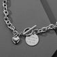 Titanium steel round card love pendant ins cold fashion OT lock necklace peach heart letter round coin clavicle chain