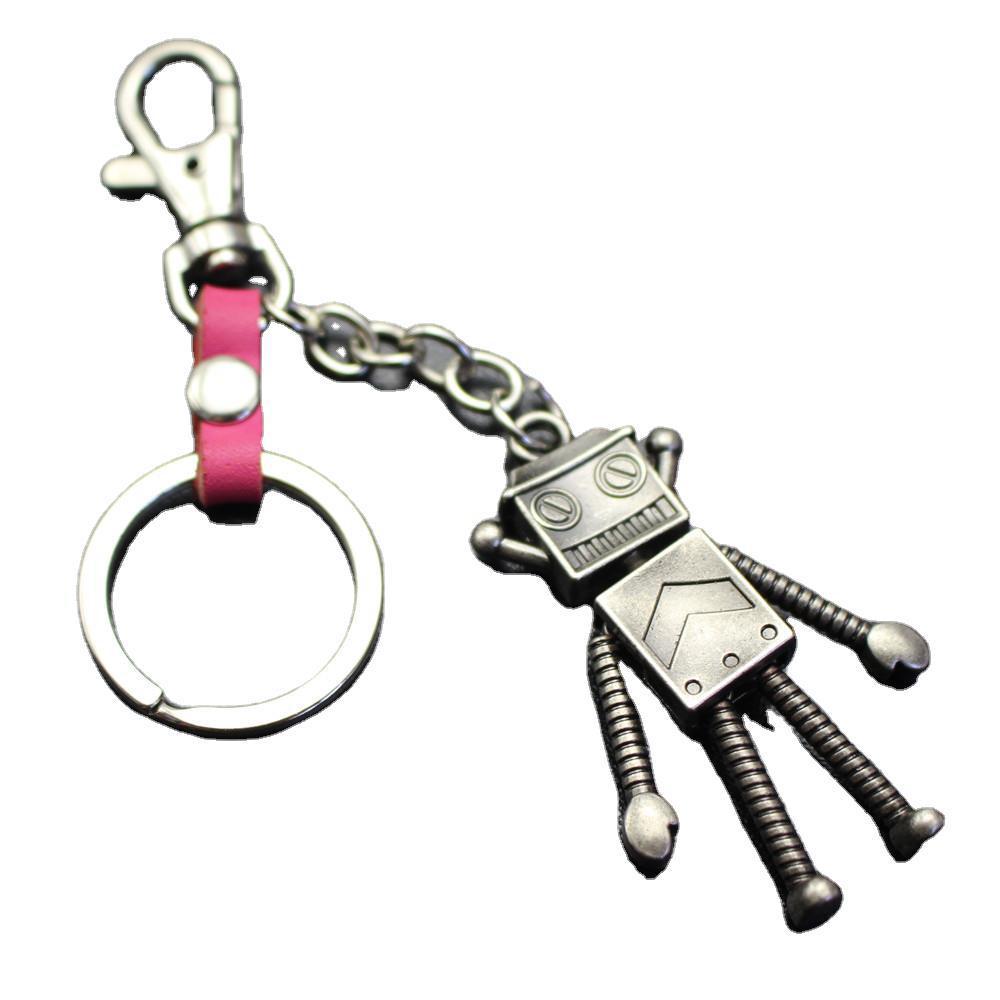 Robot Robot Alloy Pendant Keychain Ancient Silver Key Ring Jewelry Accessories Bag Pendant