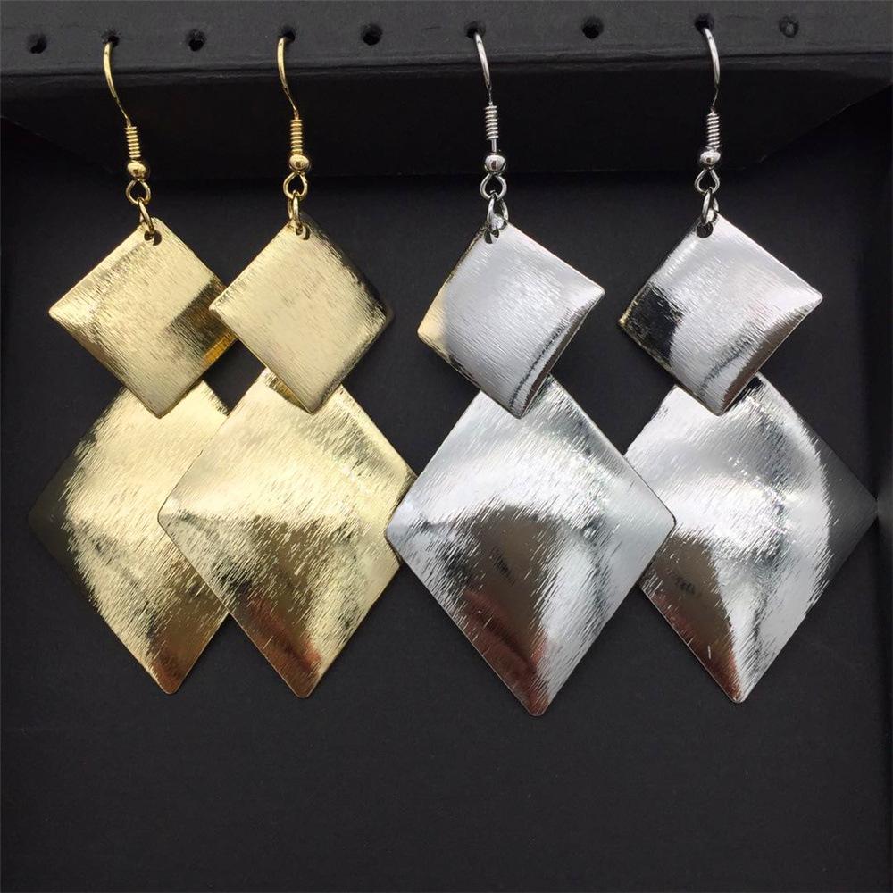 Curved Quadrangle Metal Frosted Earrings Popular Earrings Clothing Accessories Jewelry