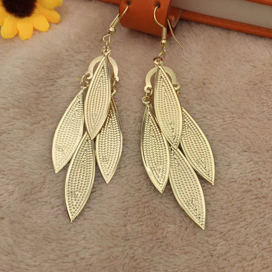 Fashion Simple Four Leaf Thread Shiny Earrings Christmas Lady Ornaments