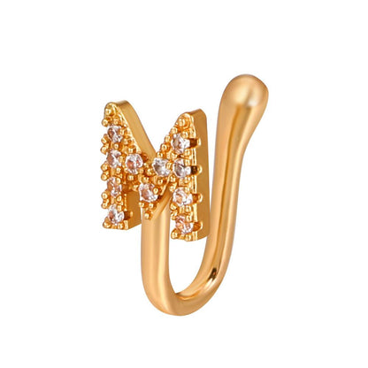 Piercing-free nose stud copper inlaid zircon letters U-shaped nose clip nose ring piercing jewelry