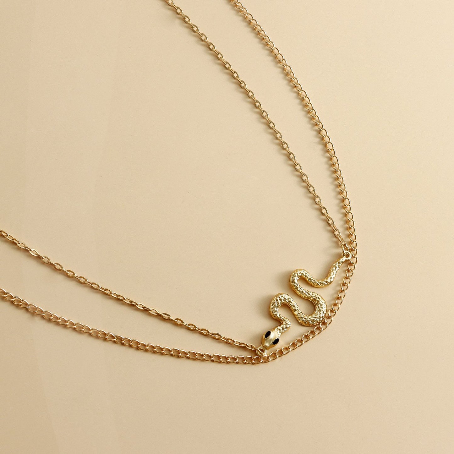 Jewelry Sexy Versatile Geometric Double Layer Snake Pendant Waist Chain Female Personality Smooth Punk Body Chain