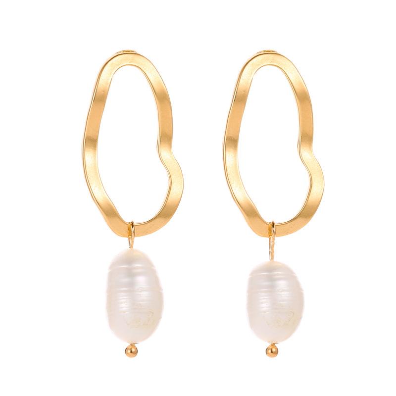 Earrings temperament imitation freshwater pearl earrings earrings irregular geometric sub-gold small fresh earrings