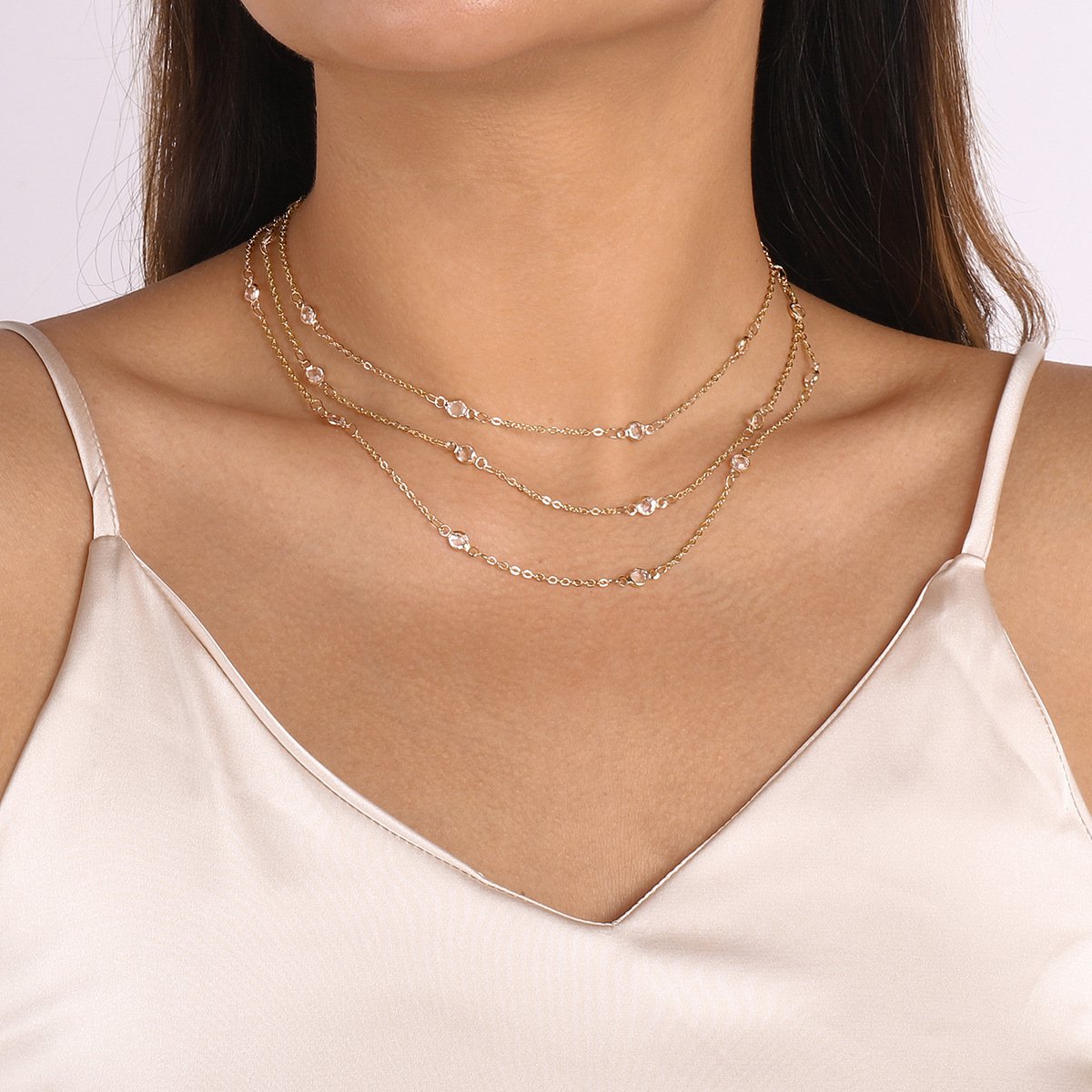 1347 fashion multi-layer choker necklace simple geometric niche temperament catwalk short collarbone necklace