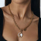 Jewelry geometric thick aluminum chain crescent black and white mother-of-pearl pendant necklace female autumn and winter all-match sweater chain