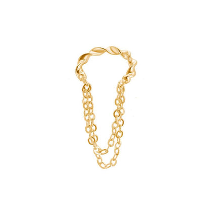 Ins cold geometric ear clip braided twist hole-free tassel earrings fashion creative earrings jewelry female