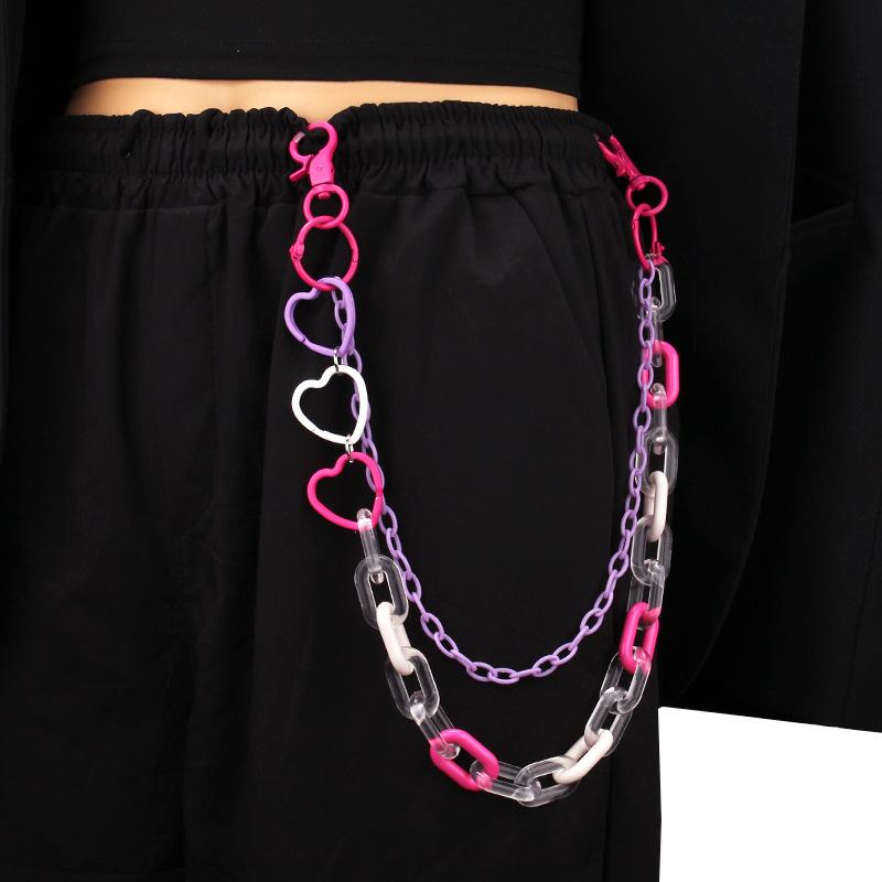 Acrylic double-layer chain accessories hip-hop jeans decoration men's and women's waist chain metal skirt chain ins pants chain