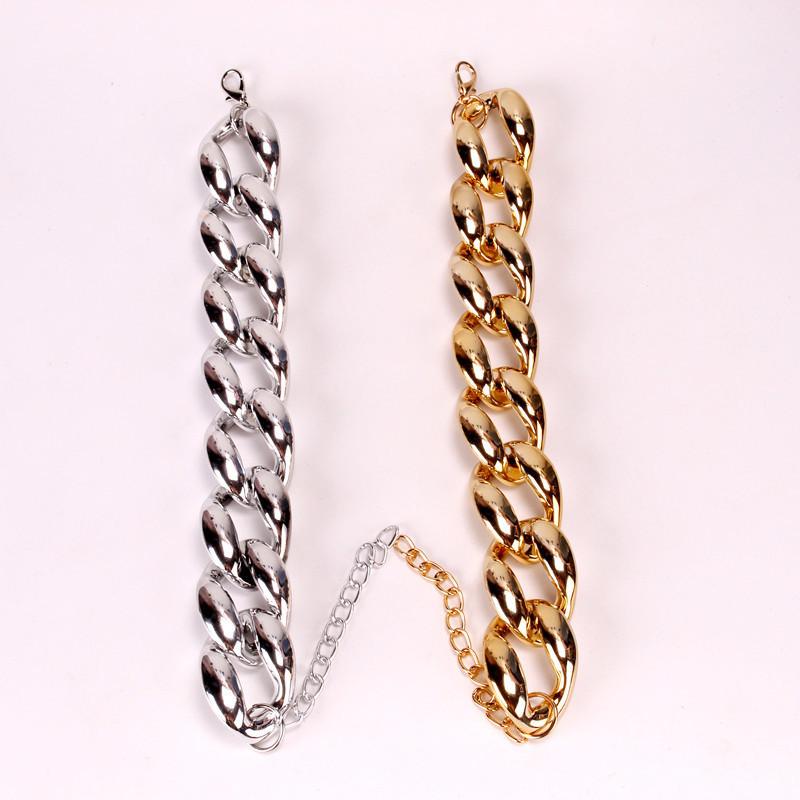 Jewelry exaggerated glossy thick chain CCB short necklace men and women hip-hop necklace collarbone chain accessories