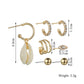 Fashion Rhinestone Alloy Eye Shell Earrings Multi-Piece Set Ear Clip Men and Women Earring Accessories