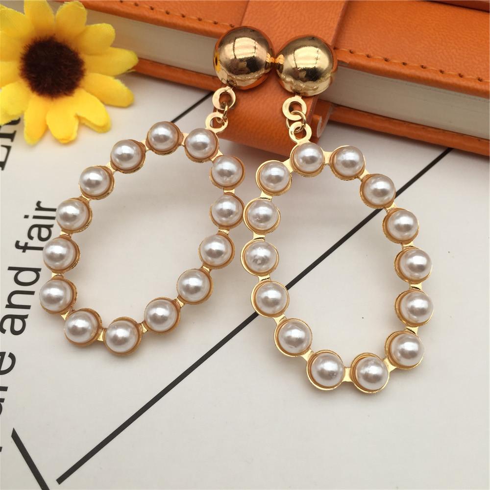 Pearl Geometric Love Stud Earrings Popular Exaggerated Earrings Street Stall Jewelry