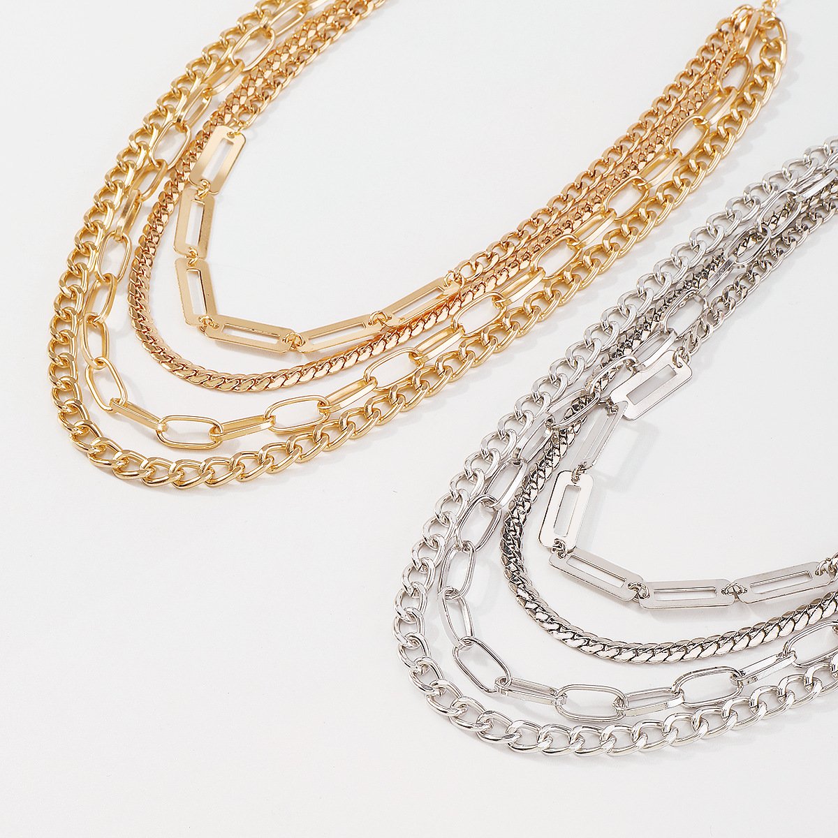 N1412 Multi-layered wear personality mix and match necklace exaggerated punk modern necklace geometric creative necklace