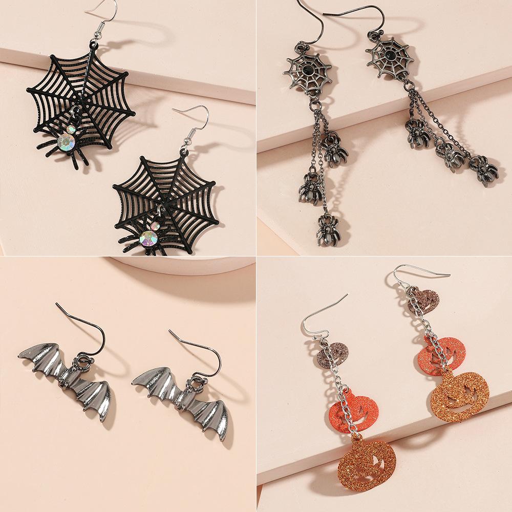 Exaggerated Spider Skull Earrings Halloween Gift Creative Funny Ghost Bat Earrings Earrings